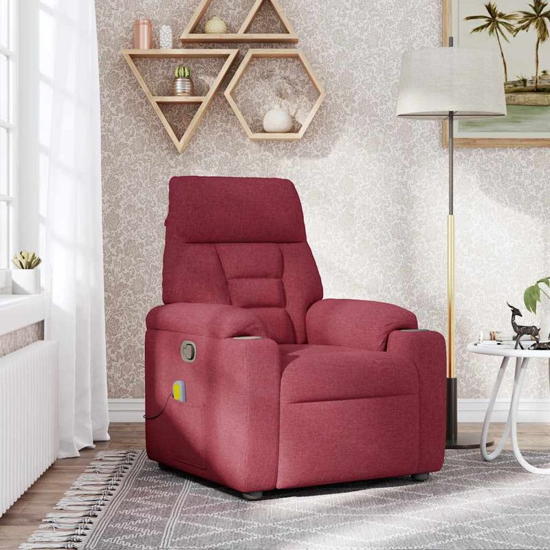 Ingrijire personala si Cosmetice - Sanatate si wellness - Articole wellness - Fotolii de masaj - Fotoliu de masaj rabatabil, rosu vin, material textil - Infinity.ro