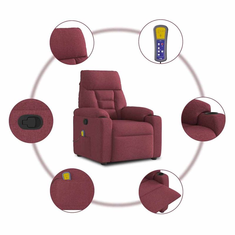 Ingrijire personala si Cosmetice - Sanatate si wellness - Articole wellness - Fotolii de masaj - Fotoliu de masaj rabatabil, rosu vin, material textil - Infinity.ro