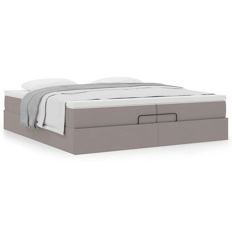 Casa si Gradina - Mobilier - Paturi si accesorii - Paturi - Cadru de pat otoman cu saltele Taupe 200x200cm tesatura - Infinity.ro