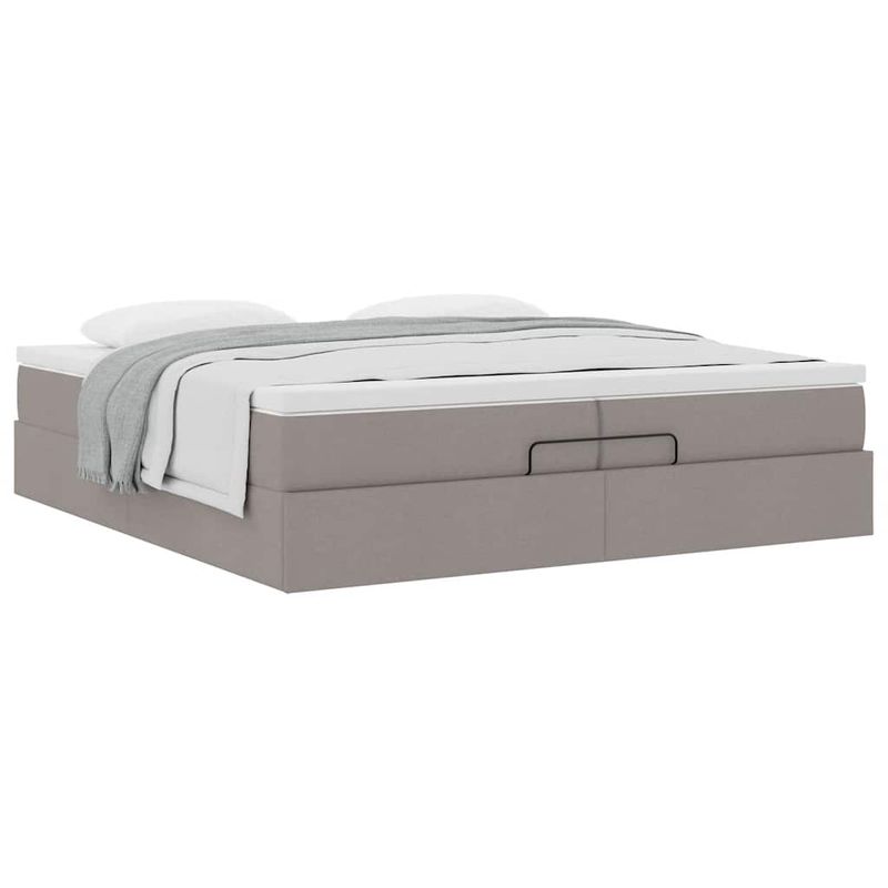 Casa si Gradina - Mobilier - Paturi si accesorii - Paturi - Cadru de pat otoman cu saltele Taupe 200x200cm tesatura - Infinity.ro
