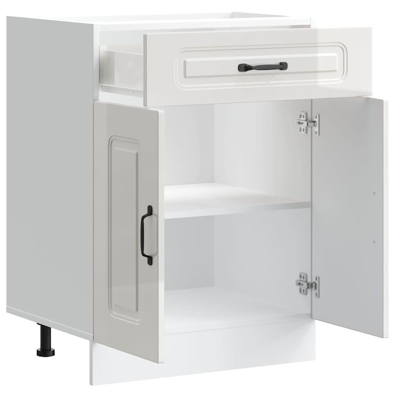 Casa si Gradina - Mobilier - Comode si corpuri - Corpuri bucatarie - Dulap baza de bucatarie „Kalmar” lemn prelucrat alb lucios, mărime 60x46x81.5 cm, model 1x dulap inferior (2 uși 1 sertar) - Infinity.ro