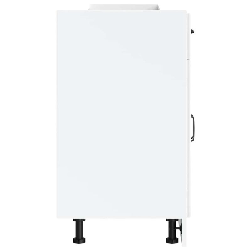 Casa si Gradina - Mobilier - Comode si corpuri - Corpuri bucatarie - Dulap baza de bucatarie „Kalmar” lemn prelucrat alb lucios, mărime 60x46x81.5 cm, model 1x dulap inferior (2 uși 1 sertar) - Infinity.ro