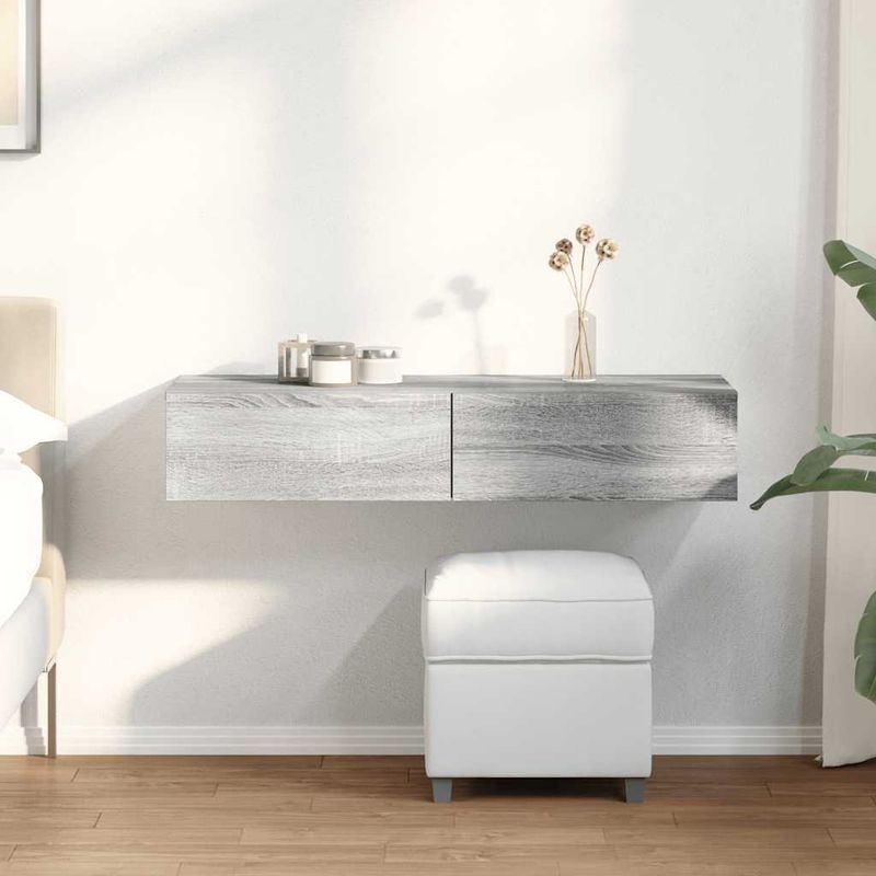 Casa si Gradina - Mobilier - Biblioteci si rafturi - Rafturi - Raft de perete cu sertare Gri Sonoma 100x36x19cm Lemn prelucrat - Infinity.ro