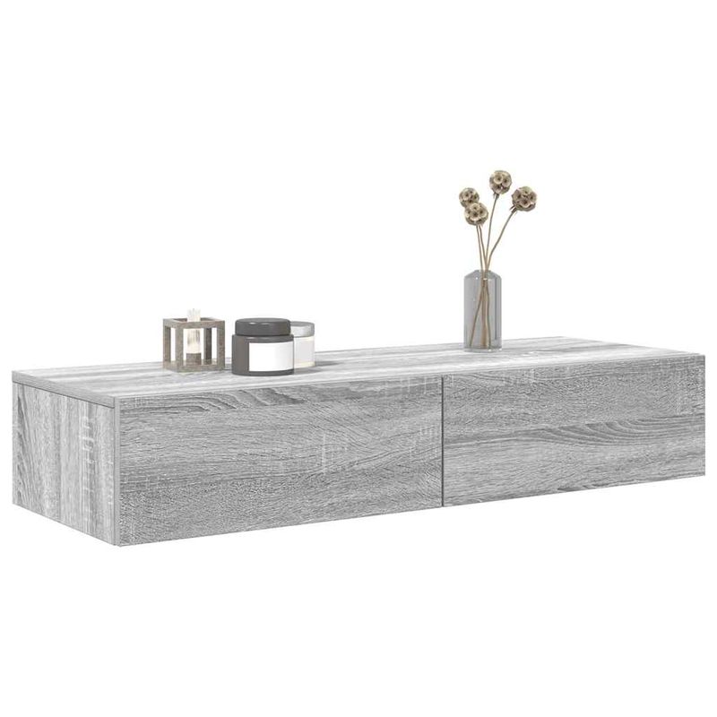 Casa si Gradina - Mobilier - Biblioteci si rafturi - Rafturi - Raft de perete cu sertare Gri Sonoma 100x36x19cm Lemn prelucrat - Infinity.ro