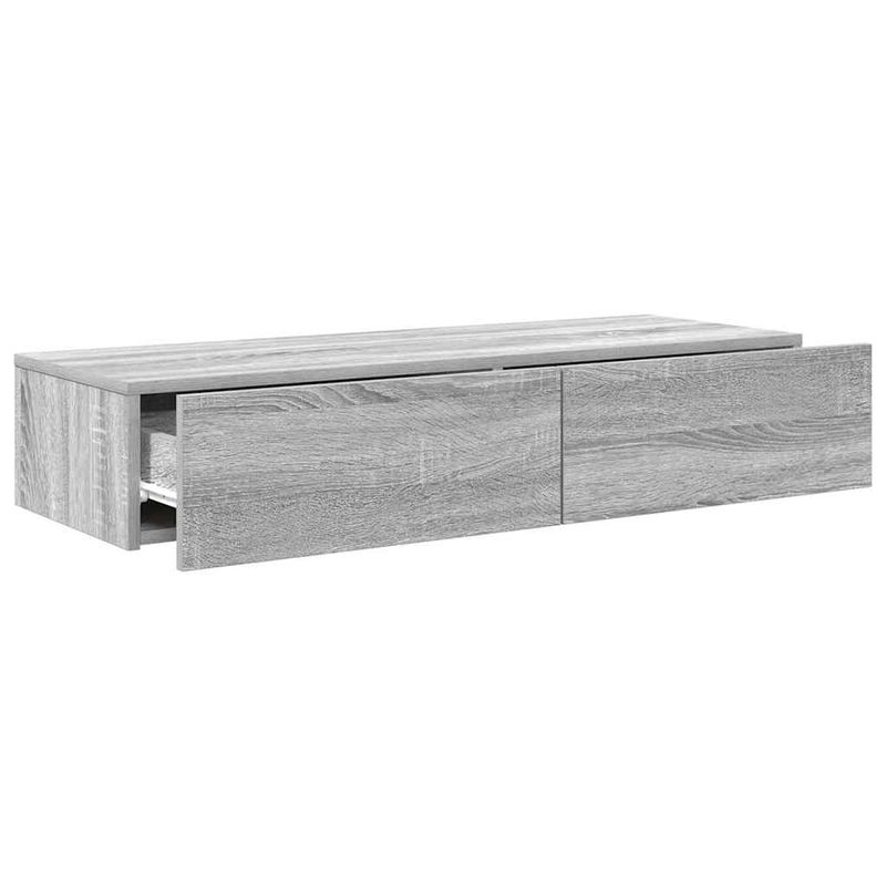 Casa si Gradina - Mobilier - Biblioteci si rafturi - Rafturi - Raft de perete cu sertare Gri Sonoma 100x36x19cm Lemn prelucrat - Infinity.ro