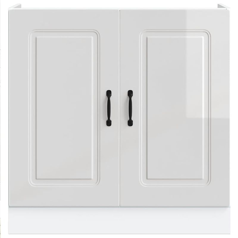 Casa si Gradina - Mobilier - Comode si corpuri - Corpuri bucatarie - Dulap baza pentru chiuveta „Kalmar” alb lucios lemn prelucrat, mărime 80x46x81.5 cm - Infinity.ro