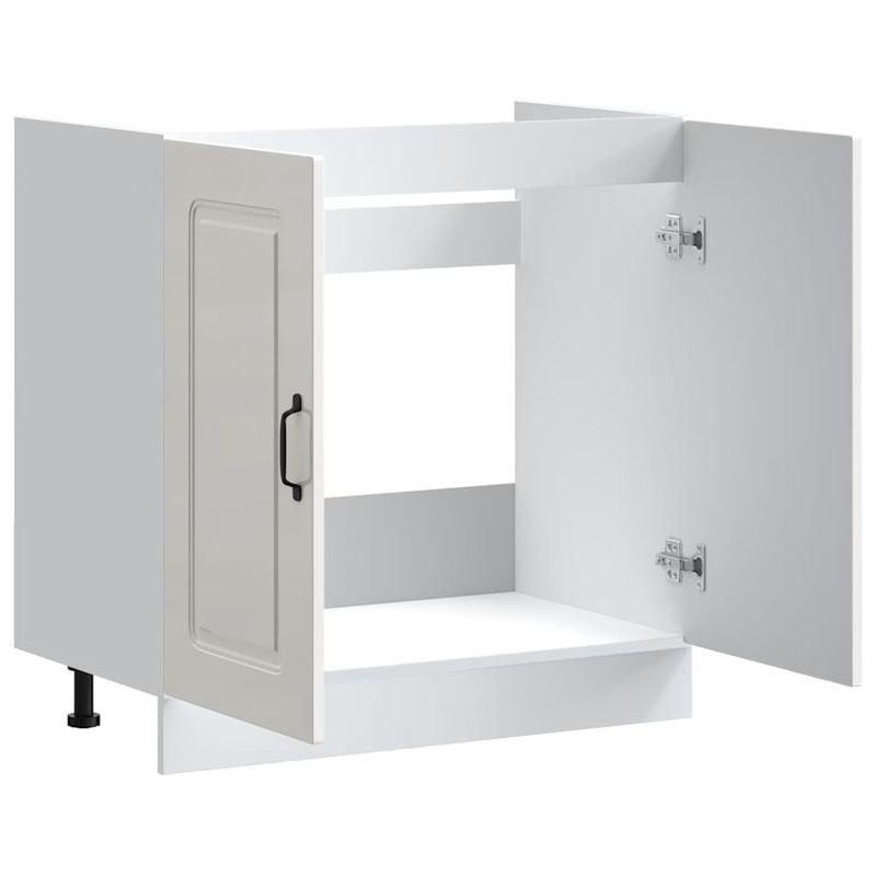 Casa si Gradina - Mobilier - Comode si corpuri - Corpuri bucatarie - Dulap baza pentru chiuveta „Kalmar” alb lucios lemn prelucrat, mărime 80x46x81.5 cm - Infinity.ro