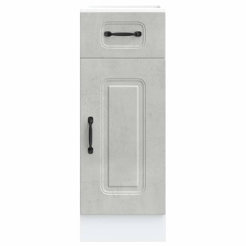 Casa si Gradina - Mobilier - Comode si corpuri - Corpuri bucatarie - Dulap de baza de bucatarie „Kalmar” Lemn prelucrat gri beton, model 1x dulap inferior (1 ușă 1 sertar), mărime 30x46x81.5 cm - Infinity.ro