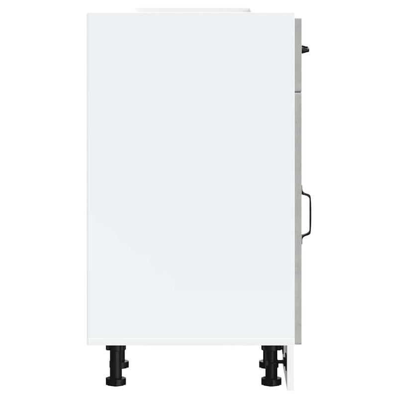 Casa si Gradina - Mobilier - Comode si corpuri - Corpuri bucatarie - Dulap de baza de bucatarie „Kalmar” Lemn prelucrat gri beton, model 1x dulap inferior (1 ușă 1 sertar), mărime 30x46x81.5 cm - Infinity.ro