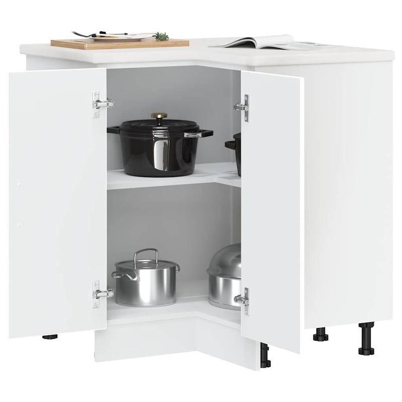 Casa si Gradina - Mobilier - Comode si corpuri - Corpuri bucatarie - Dulap de baza pe colt de bucatarie „Kalmar” lemn prelucrat alb - Infinity.ro