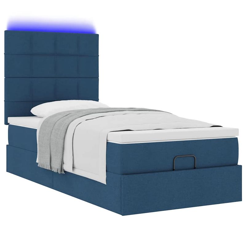 Casa si Gradina - Mobilier - Paturi si accesorii - Paturi - Cadru de pat otoman cu saltea tesatura albastra 100x200cm - Infinity.ro