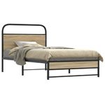 Casa si Gradina - Mobilier - Paturi si accesorii - Paturi - Cadru de pat fara saltea 107x203 cm Stejar fumuriu, model cu tăblie de cap și tăblie de picioare joasă dublă - Infinity.ro