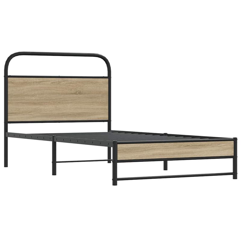 Casa si Gradina - Mobilier - Paturi si accesorii - Paturi - Cadru de pat fara saltea 107x203 cm Stejar fumuriu, model cu tăblie de cap și tăblie de picioare joasă dublă - Infinity.ro
