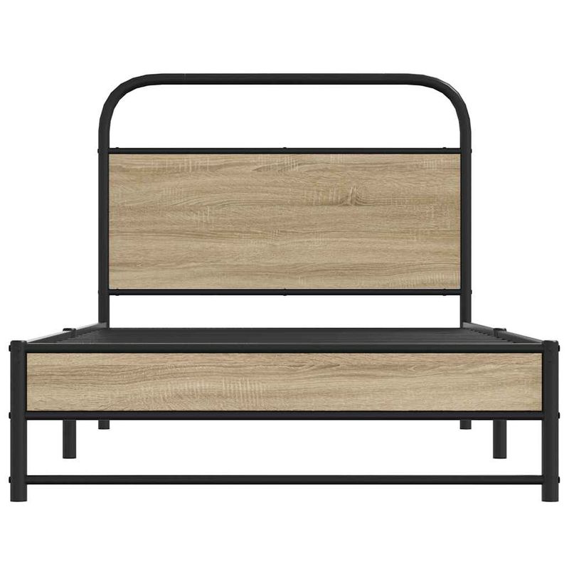 Casa si Gradina - Mobilier - Paturi si accesorii - Paturi - Cadru de pat fara saltea 107x203 cm Stejar fumuriu, model cu tăblie de cap și tăblie de picioare joasă dublă - Infinity.ro