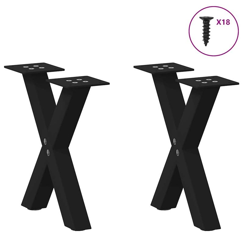 Casa si Gradina - Mobilier - Feronerie si accesorii mobila - Picioare masuta cafea in forma X, 2 buc Negru 30x(30-31) cm Otel, mărime 30x(30-31) cm (40 mm) - Infinity.ro