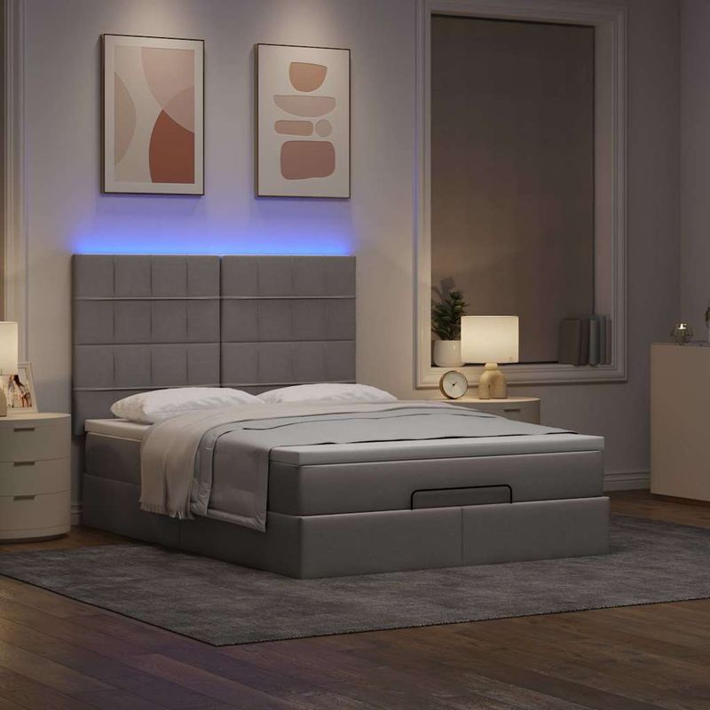 Casa si Gradina - Mobilier - Paturi si accesorii - Paturi - Cadru de pat otoman cu saltea Taupe 140x200cm Material - Infinity.ro