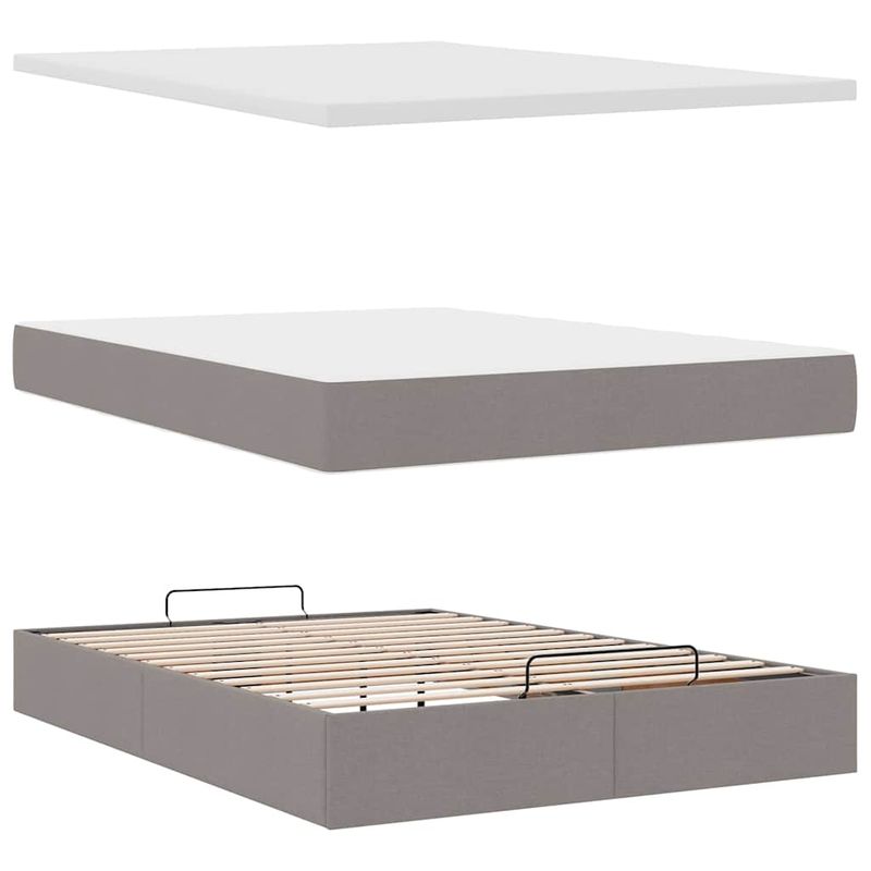 Casa si Gradina - Mobilier - Paturi si accesorii - Paturi - Cadru de pat otoman cu saltea Taupe 140x200cm Material - Infinity.ro
