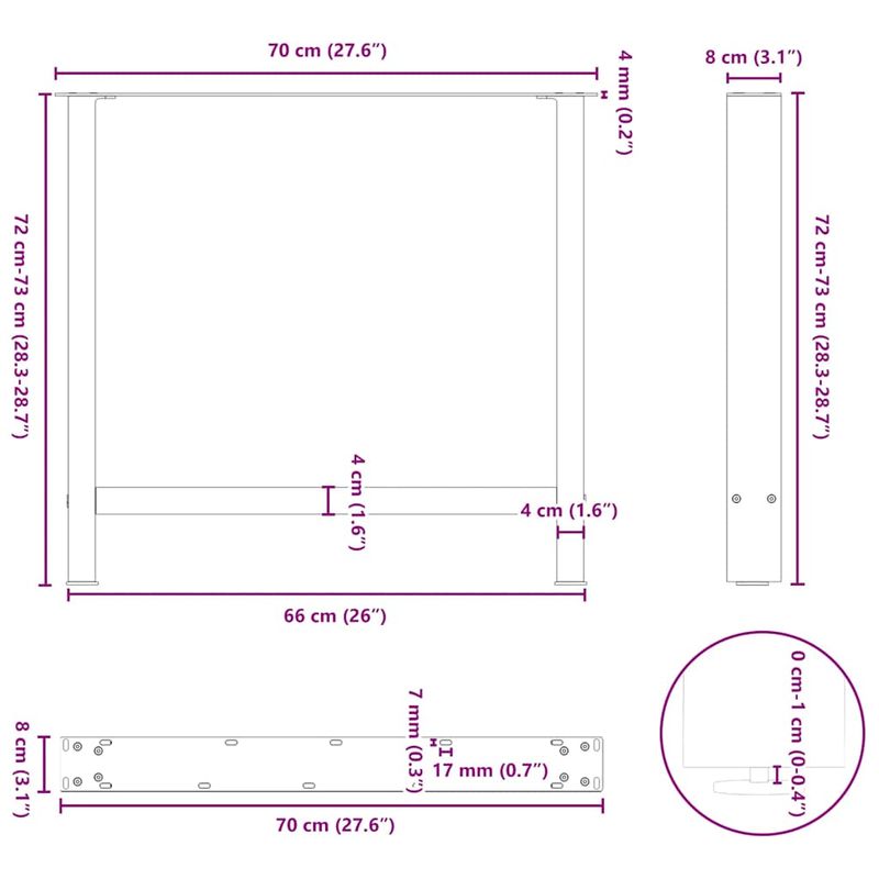 Casa si Gradina - Mobilier - Feronerie si accesorii mobila - Picioare masuta de cafea alb 2 buc 70x(72-73) cm otel - Infinity.ro