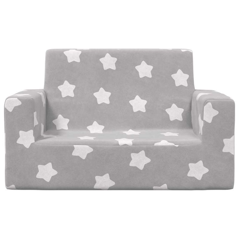 Casa si Gradina - Mobilier - Mobilier copii - Mobilier camera copiilor - Canapea pentru copii 2 locuri, gri deschis cu stele, plus moale - Infinity.ro