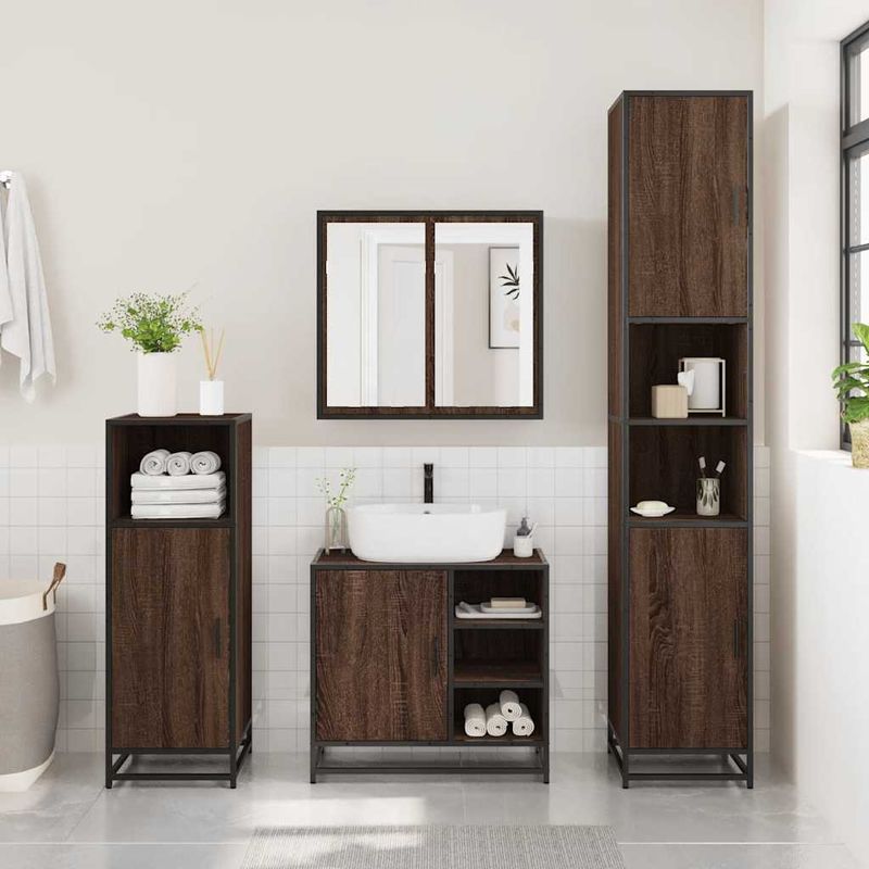Casa si Gradina - Mobilier - Mobilier baie - Comode baie - Dulap pentru chiuveta de baie stejar maro 65x33x60 cm lemn - Infinity.ro