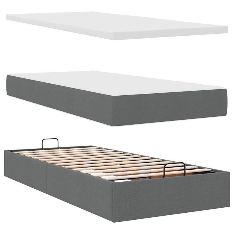 Casa si Gradina - Mobilier - Paturi si accesorii - Paturi - Cadru de pat otoman cu saltele Gri inchis 180x200cm tesatura - Infinity.ro