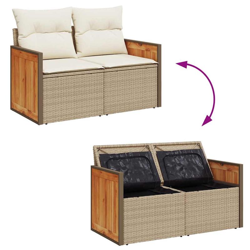 Casa si Gradina - Gradina si terasa - Mobilier exterior - Seturi mobila gradina - Set canapele gradina cu perne 6 piese bej poliratan/lemn acacia - Infinity.ro