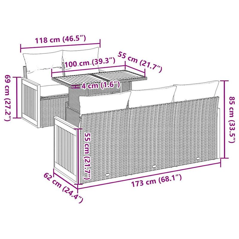 Casa si Gradina - Gradina si terasa - Mobilier exterior - Seturi mobila gradina - Set canapele gradina cu perne 6 piese bej poliratan/lemn acacia - Infinity.ro