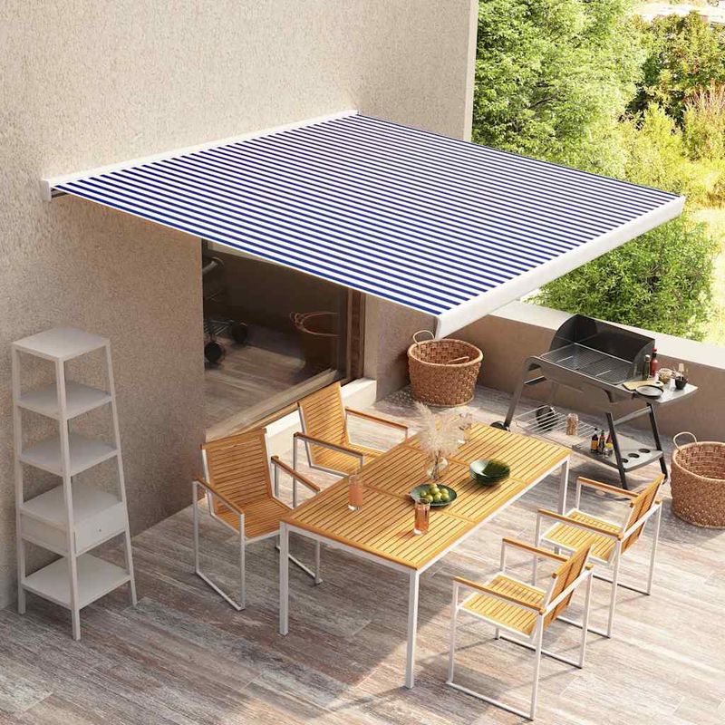 Casa si Gradina - Gradina si terasa - Umbrele si pavilioane - Umbrele - Panza de copertina, albastru si alb, 400x300 cm - Infinity.ro