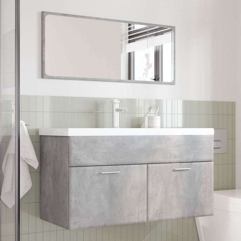 Casa si Gradina - Mobilier - Seturi de mobilier - Seturi baie - Set mobilier de baie, 3 piese, gri beton, lemn compozit - Infinity.ro