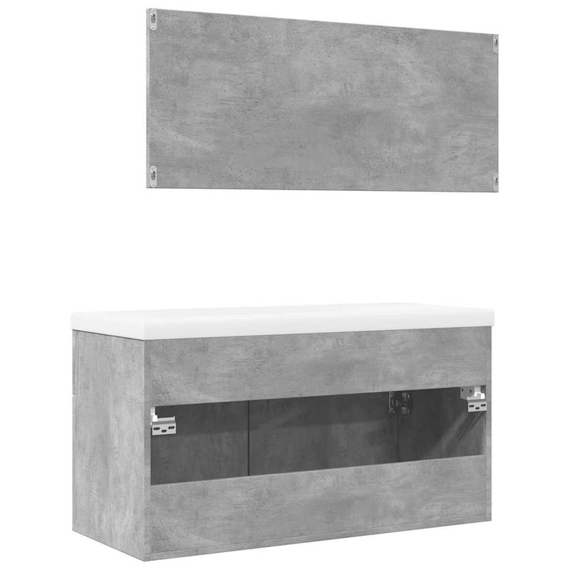 Casa si Gradina - Mobilier - Seturi de mobilier - Seturi baie - Set mobilier de baie, 3 piese, gri beton, lemn compozit - Infinity.ro