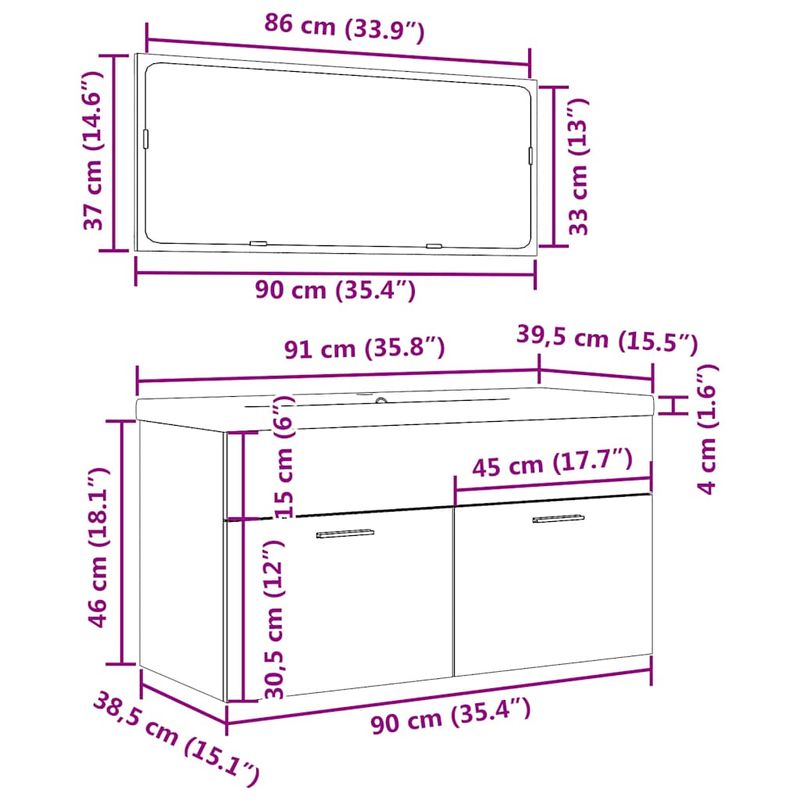 Casa si Gradina - Mobilier - Seturi de mobilier - Seturi baie - Set mobilier de baie, 3 piese, gri beton, lemn compozit - Infinity.ro