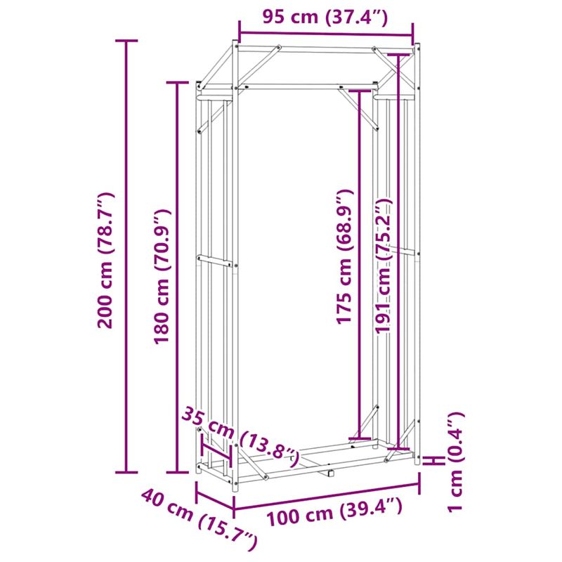 Casa si Gradina - Termice - Sobe, Seminee si accesorii - Accesorii seminee si sobe - Suport pentru lemne de foc cu capac de ploaie Otel galvanizat - Infinity.ro