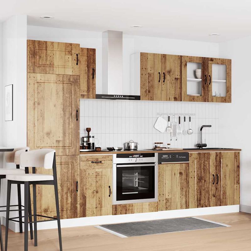 Casa si Gradina - Mobilier - Comode si corpuri - Corpuri bucatarie - Set de dulapuri de bucatarie 8 piese „Kalmar” Lemn vechi lemn - Infinity.ro