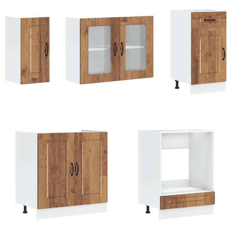 Casa si Gradina - Mobilier - Comode si corpuri - Corpuri bucatarie - Set de dulapuri de bucatarie 8 piese „Kalmar” Lemn vechi lemn - Infinity.ro