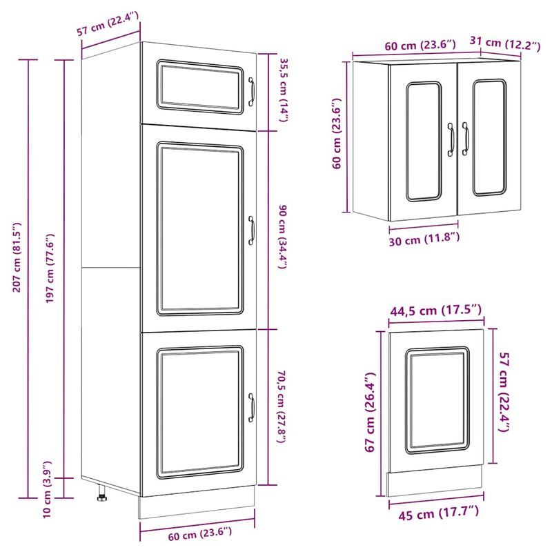 Casa si Gradina - Mobilier - Comode si corpuri - Corpuri bucatarie - Set de dulapuri de bucatarie 8 piese „Kalmar” Lemn vechi lemn - Infinity.ro