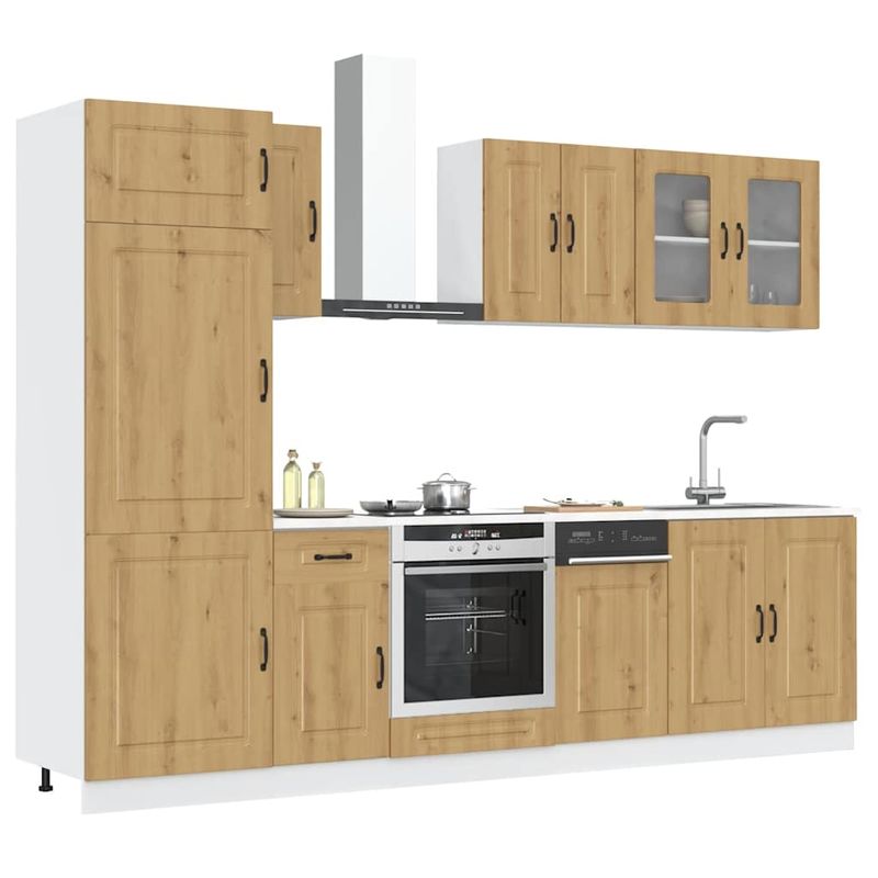 Casa si Gradina - Mobilier - Comode si corpuri - Corpuri bucatarie - Set dulap de bucatarie 8 piese „Kalmar” stejar artizanal lemn - Infinity.ro