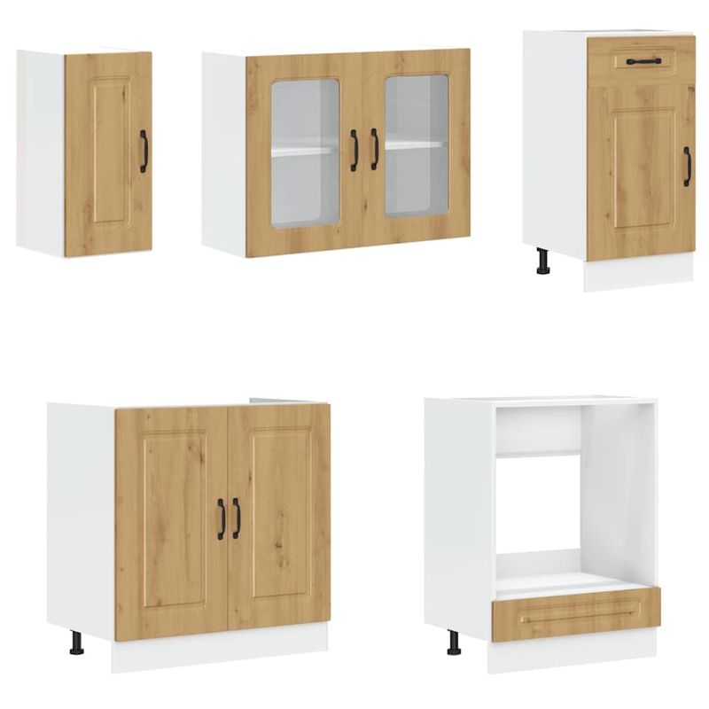 Casa si Gradina - Mobilier - Comode si corpuri - Corpuri bucatarie - Set dulap de bucatarie 8 piese „Kalmar” stejar artizanal lemn - Infinity.ro