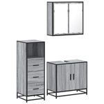 Casa si Gradina - Mobilier - Seturi de mobilier - Seturi baie - Set mobilier de baie, 3 piese, gri sonoma, lemn prelucrat - Infinity.ro
