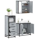 Casa si Gradina - Mobilier - Seturi de mobilier - Seturi baie - Set mobilier de baie, 3 piese, gri sonoma, lemn prelucrat - Infinity.ro