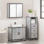Casa si Gradina - Mobilier - Seturi de mobilier - Seturi baie - Set mobilier de baie, 3 piese, gri sonoma, lemn prelucrat - Infinity.ro