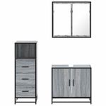 Casa si Gradina - Mobilier - Seturi de mobilier - Seturi baie - Set mobilier de baie, 3 piese, gri sonoma, lemn prelucrat - Infinity.ro