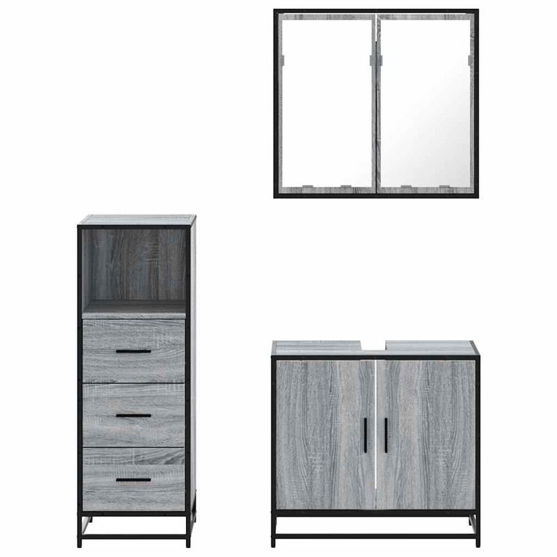 Casa si Gradina - Mobilier - Seturi de mobilier - Seturi baie - Set mobilier de baie, 3 piese, gri sonoma, lemn prelucrat - Infinity.ro