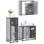 Casa si Gradina - Mobilier - Seturi de mobilier - Seturi baie - Set mobilier de baie, 3 piese, gri sonoma, lemn prelucrat - Infinity.ro