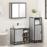 Casa si Gradina - Mobilier - Seturi de mobilier - Seturi baie - Set mobilier de baie, 3 piese, gri sonoma, lemn prelucrat - Infinity.ro