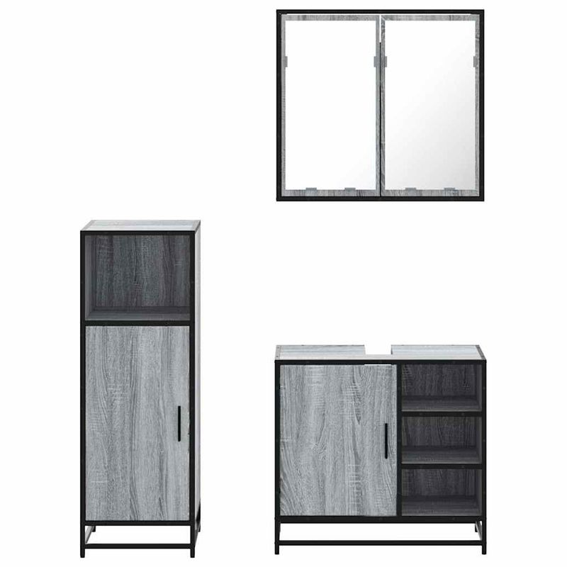 Casa si Gradina - Mobilier - Seturi de mobilier - Seturi baie - Set mobilier de baie, 3 piese, gri sonoma, lemn prelucrat - Infinity.ro