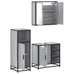 Casa si Gradina - Mobilier - Seturi de mobilier - Seturi baie - Set mobilier de baie, 3 piese, gri sonoma, lemn prelucrat - Infinity.ro