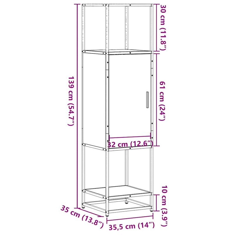 Casa si Gradina - Mobilier - Comode si corpuri - Comode - Dulap nalt gri Sonoma 35,5x35x139 cm lemn prelucrat - Infinity.ro