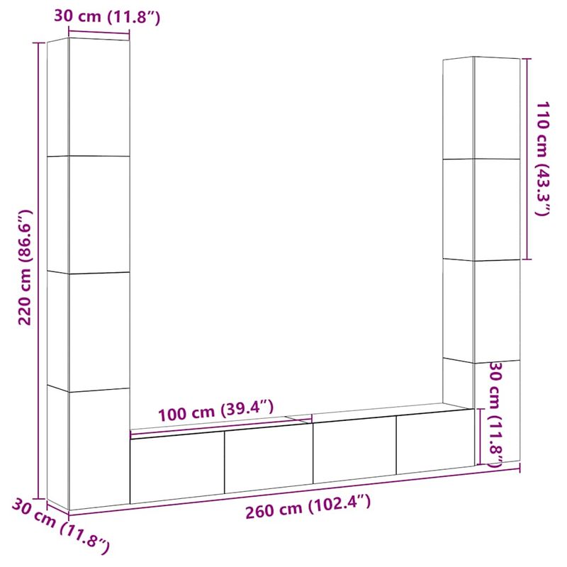 Casa si Gradina - Mobilier - Comode si corpuri - Comode - Dulapuri TV montate pe perete 6 buc Lemn vechi lemn prelucrat - Infinity.ro