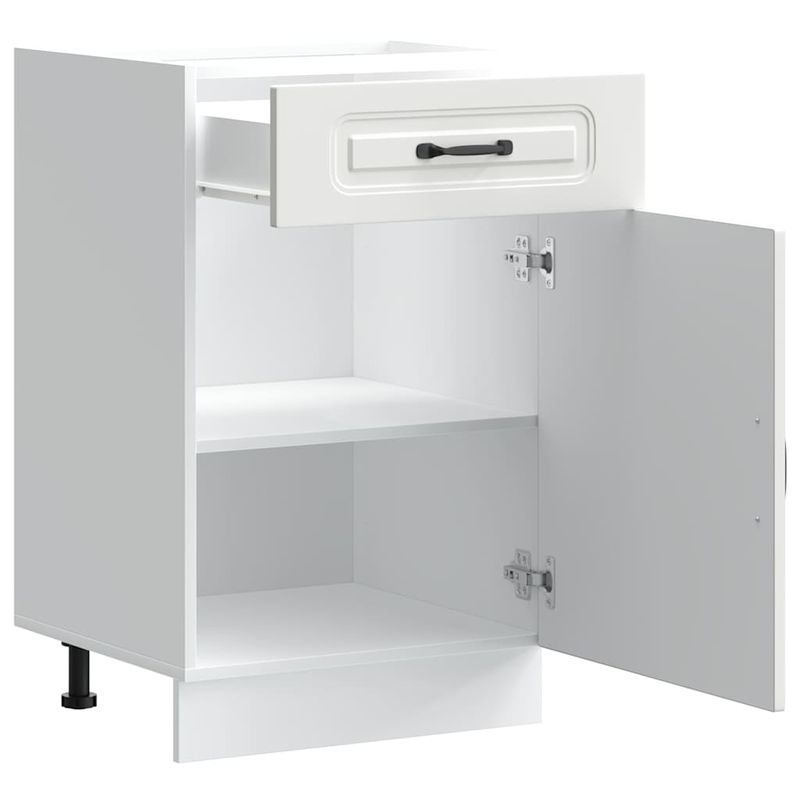Casa si Gradina - Mobilier - Comode si corpuri - Corpuri bucatarie - Dulap de baza de bucatarie „Kalmar” din lemn prelucrat alb, model 1x dulap inferior (1 ușă 1 sertar), mărime 50x46x81.5 cm - Infinity.ro