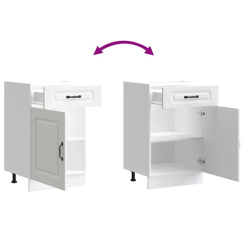 Casa si Gradina - Mobilier - Comode si corpuri - Corpuri bucatarie - Dulap de baza de bucatarie „Kalmar” din lemn prelucrat alb, model 1x dulap inferior (1 ușă 1 sertar), mărime 50x46x81.5 cm - Infinity.ro